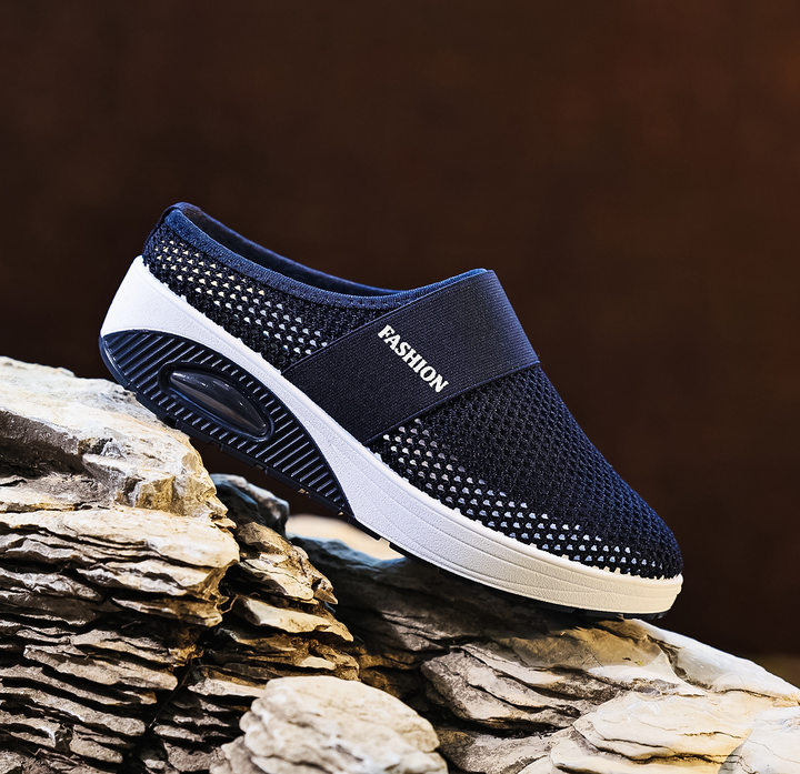 Ladies Breathable Mule Sneakers Air Cushion Slip‑On Walking Shoes