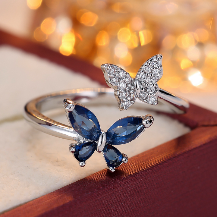 Double Butterfly Open Statement Ring