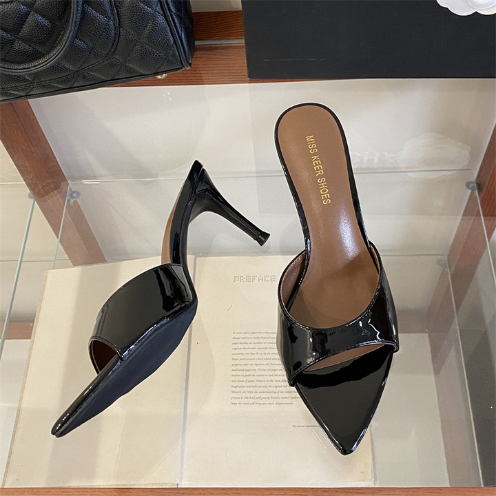 Pointed Stiletto Open Toe Mule Slides