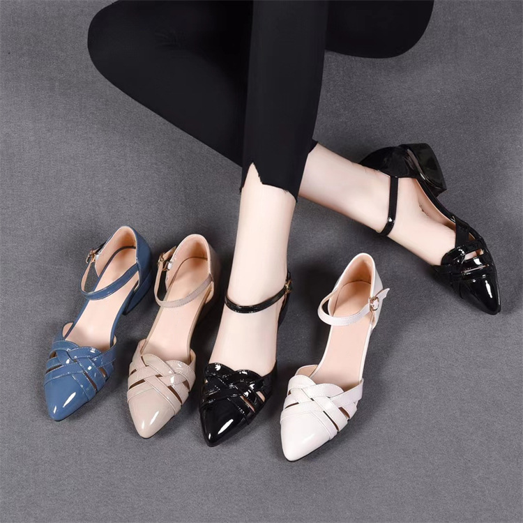 Cutout Point Toe Block Heel Mary Janes