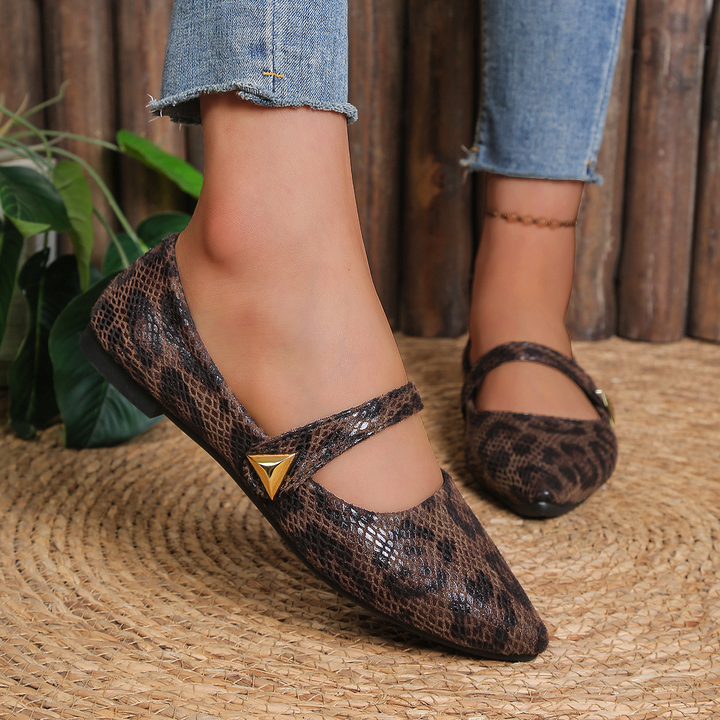 Retro Animal Print Strap Flat Mary Janes