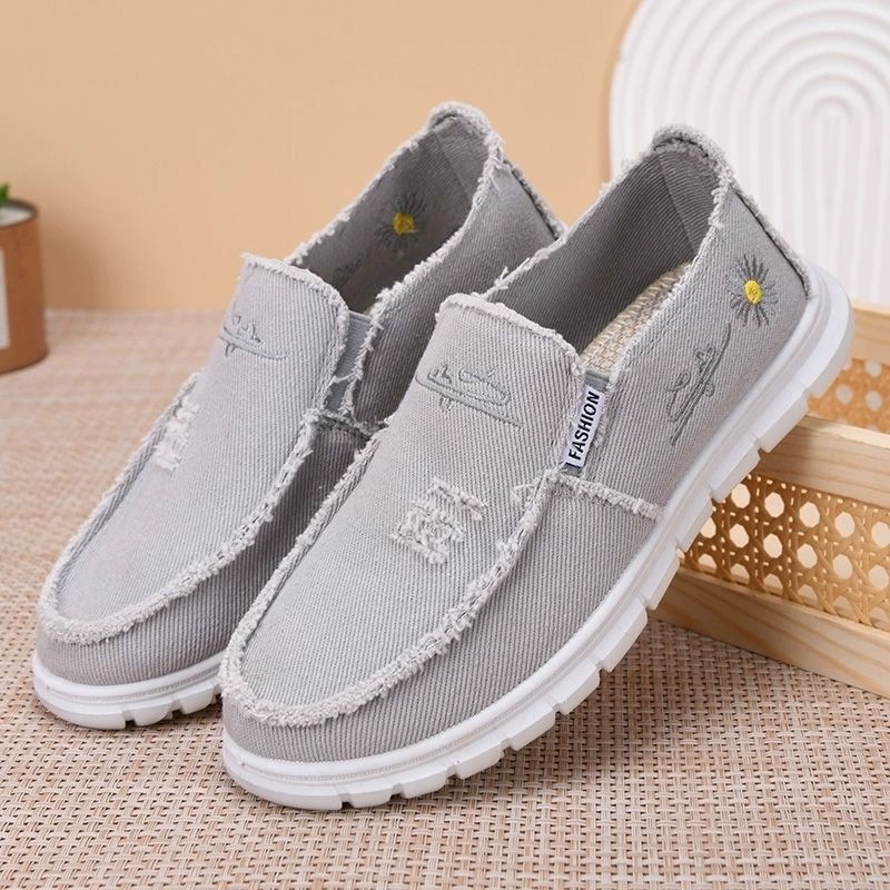 Frayed Edge Canvas Slip On Casual Walking Shoes