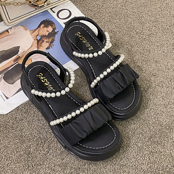 Pearl Embellished Platform Sandals