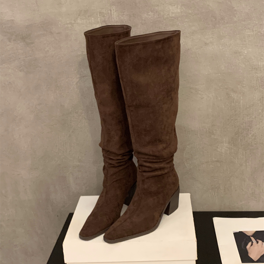 Slouchy Block Heel Over The Knee Boots