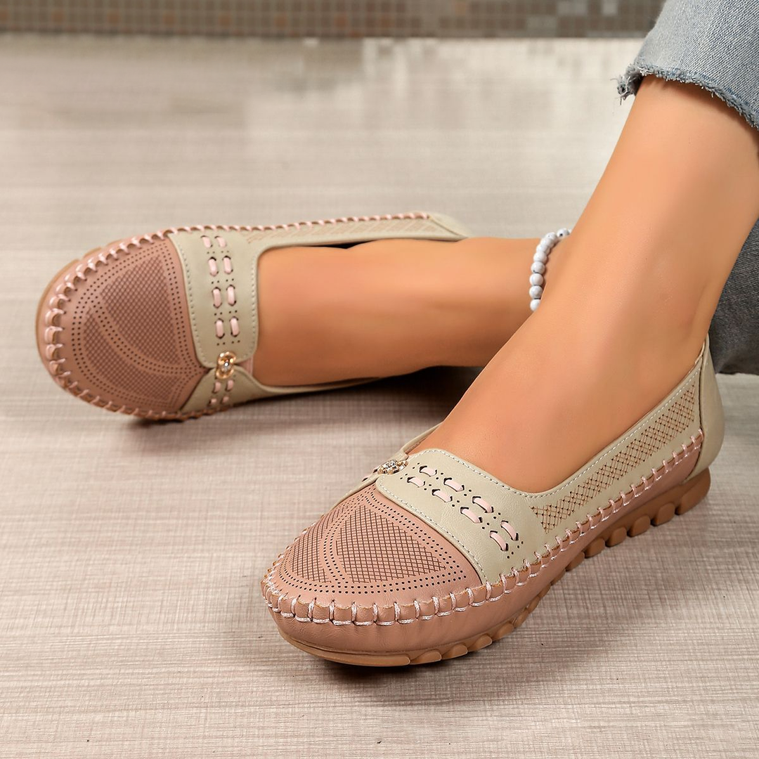 Women Stitched Patchwork Comfort Loafer Flats
