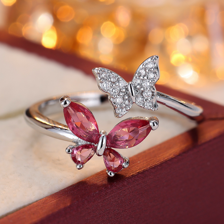 Double Butterfly Open Statement Ring