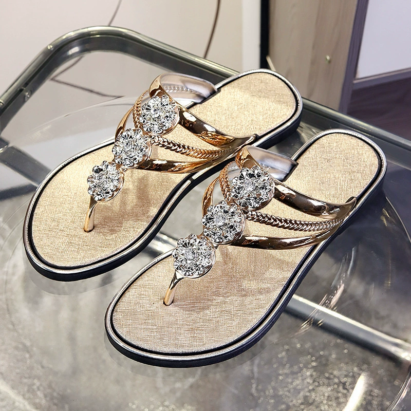 Rhinestone Embellished Thong Sandals for Women