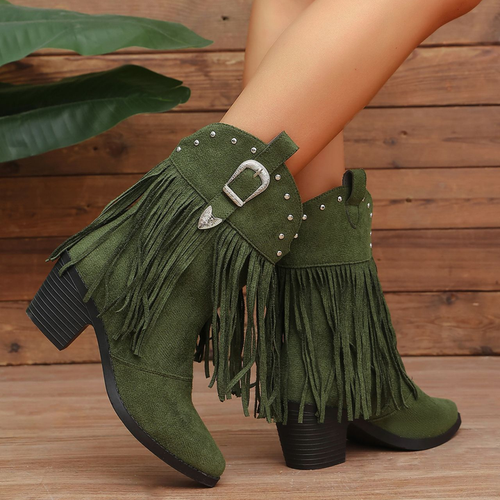 Vintage Stud Fringe Cowgirl Boots