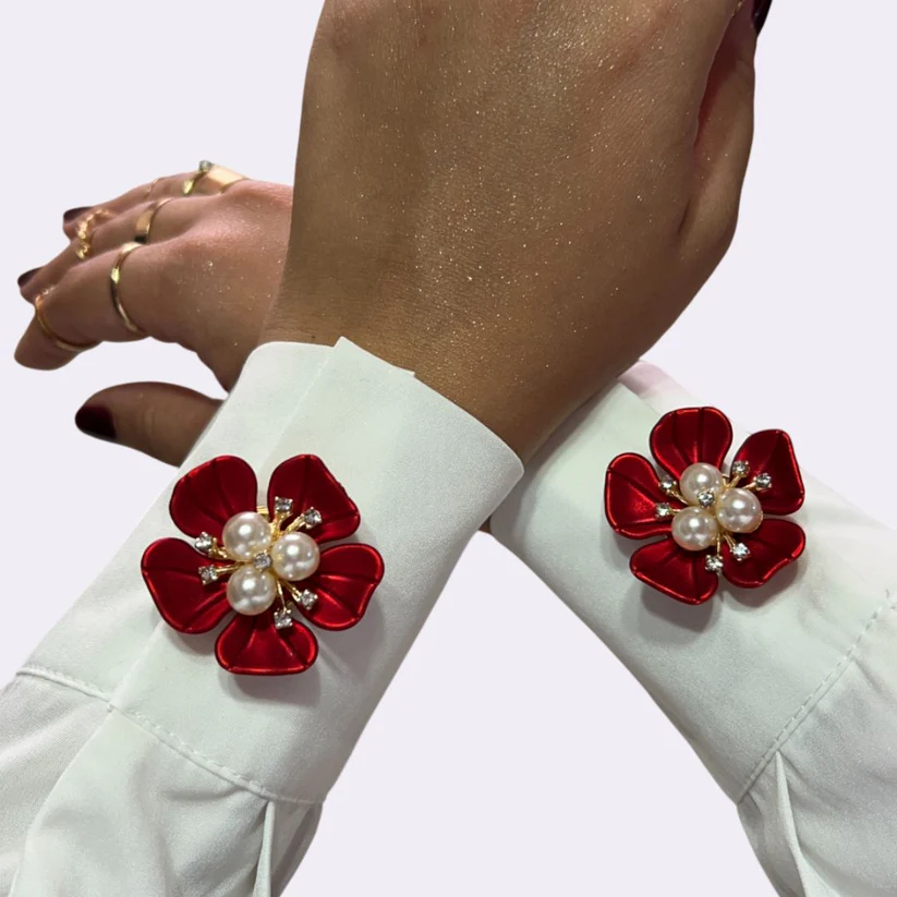 Iris Pearl Rhinestone Cufflinks