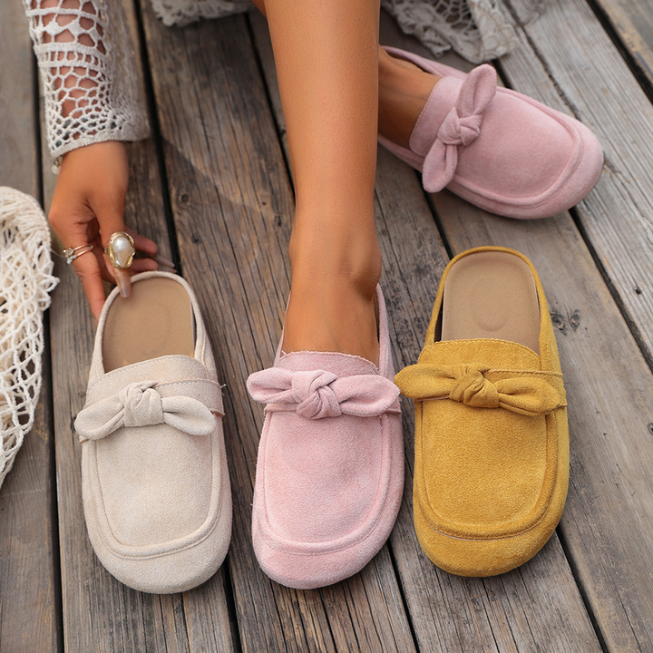 Ladies Stylish Bow Detail Casual Backless Mule Shoes