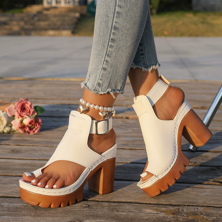 Casual Summer Open-Toe Chunky Heel Shoes