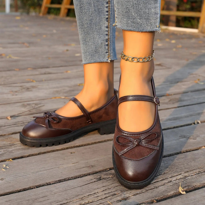 Bow Decor Chunky Sole Mary Jane Flats