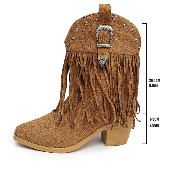 Vintage Stud Fringe Cowgirl Boots