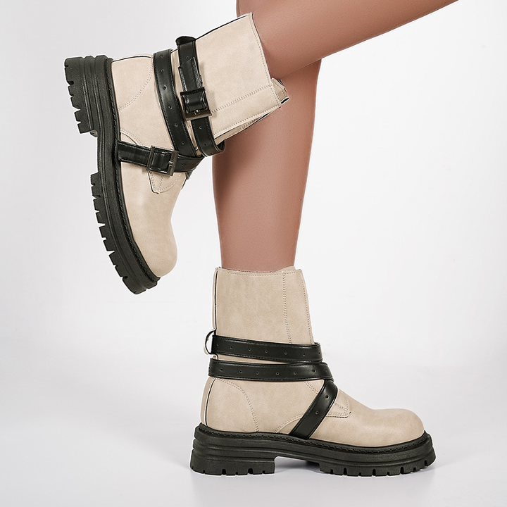 Buckle Strap Platform Chunky Combat Ankle Boots