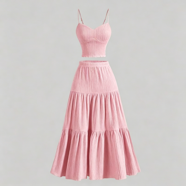 Textured camisole and skirt set