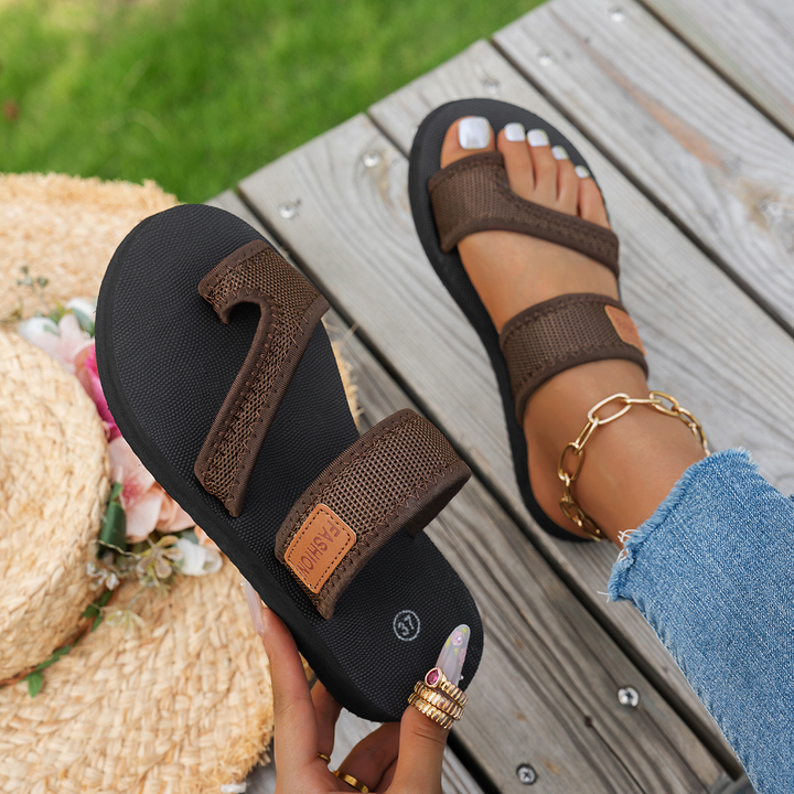 Outdoor Comfort Thick Sole Toe Ring Women Slide Sandals