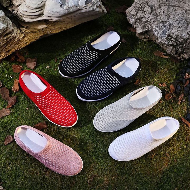 Women Air Cushion Wedge Mule Sneakers Slip‑On Walking Footwear