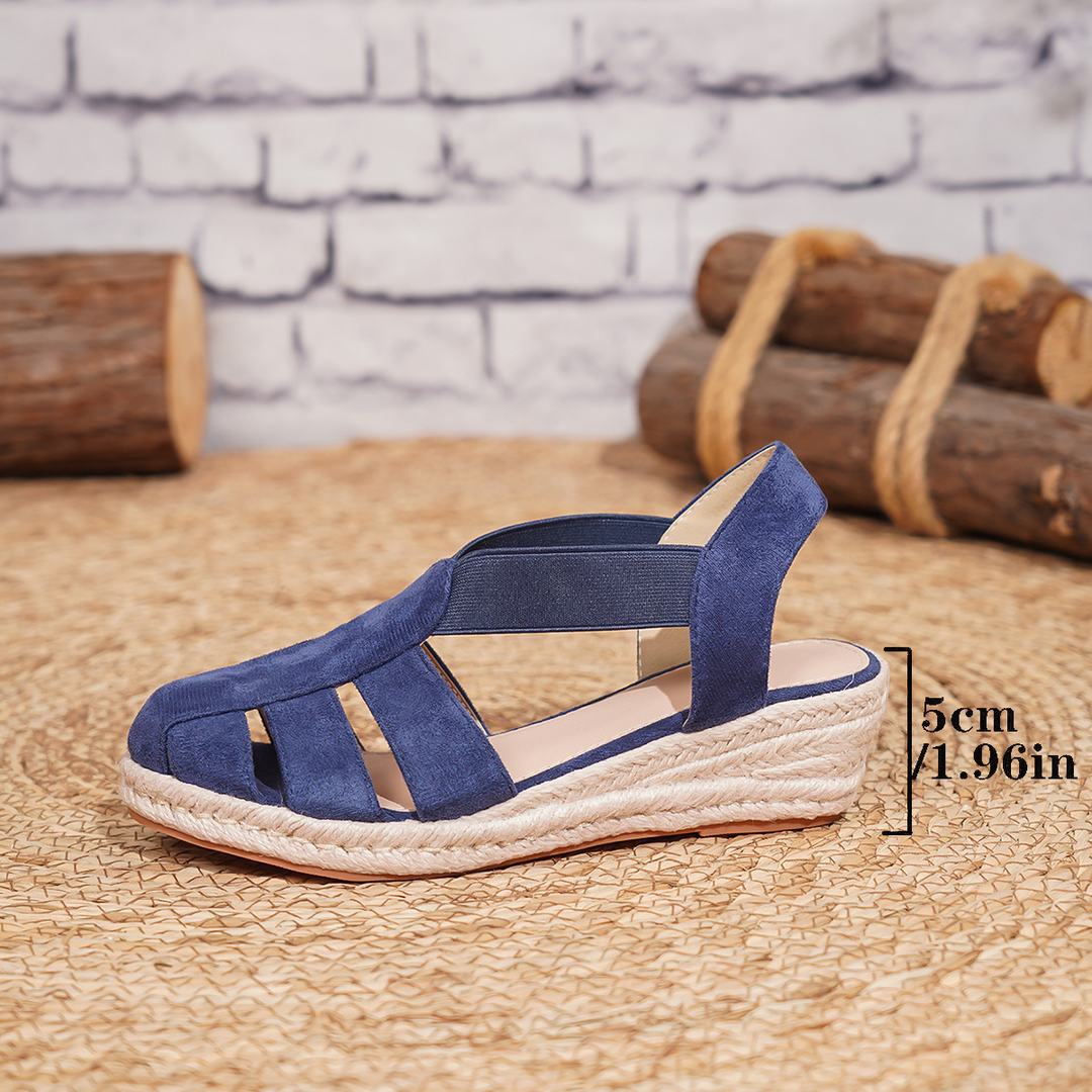 Closed Toe Cutout Slingback Espadrille Flat Sandals