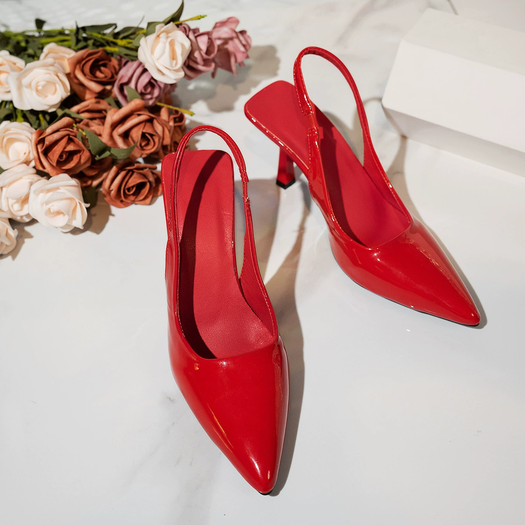 Gloss Pointed Slingback Stiletto High Heel Pumps