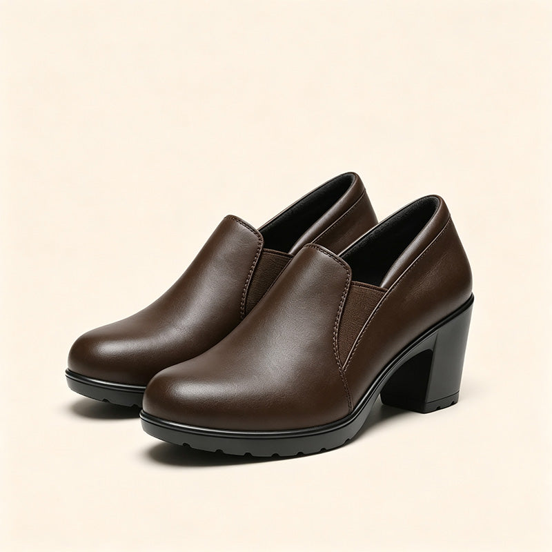 Low-cut block-heel loafers