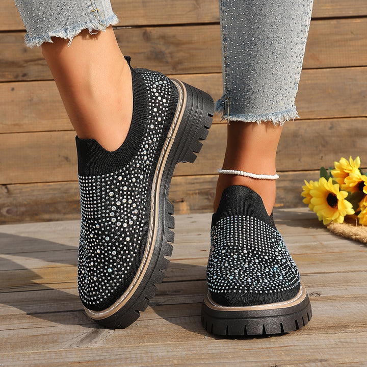 Platform rhinestone loafers