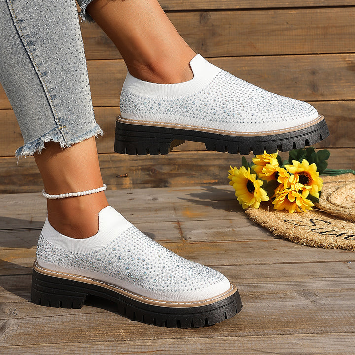 Platform rhinestone loafers