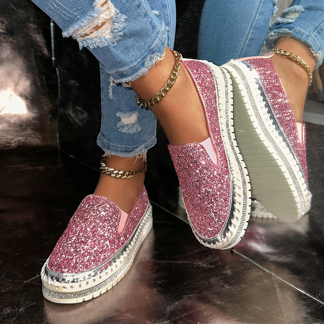 Glitter platform casual shoes