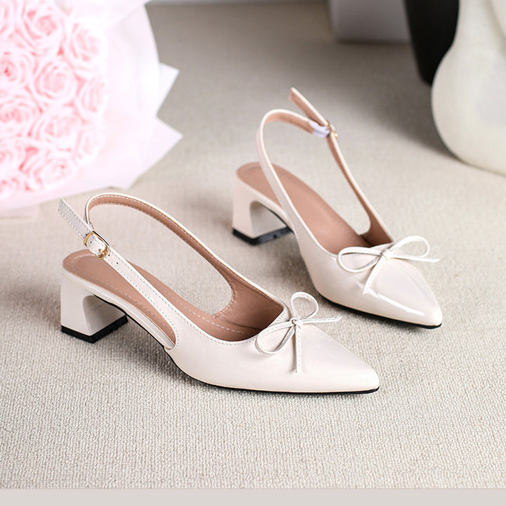 Pointed-toe chunky heel women&