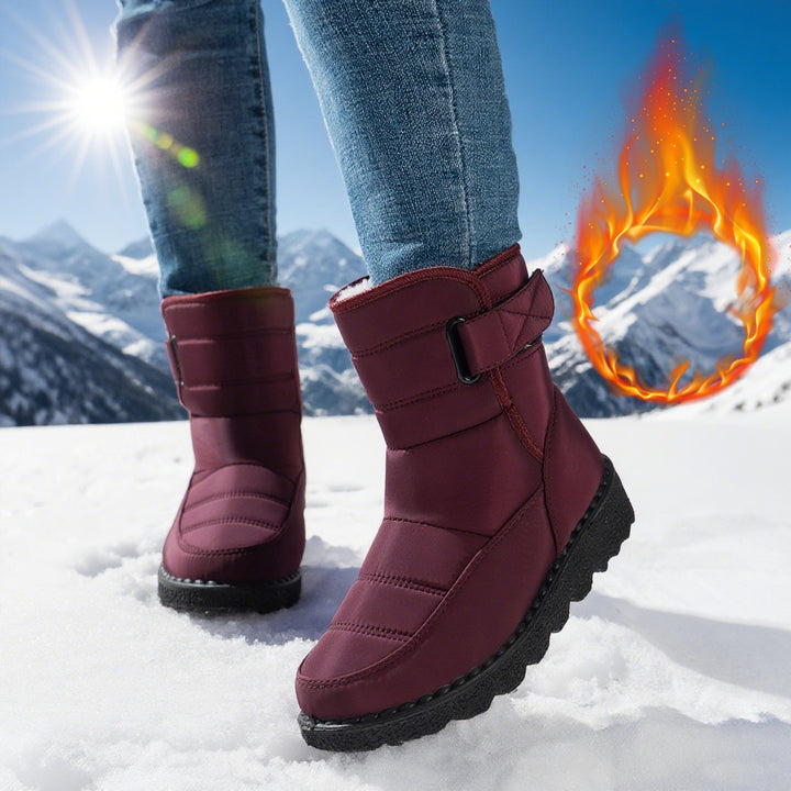 Outdoor plush wide Velcro mid-calf snow boots