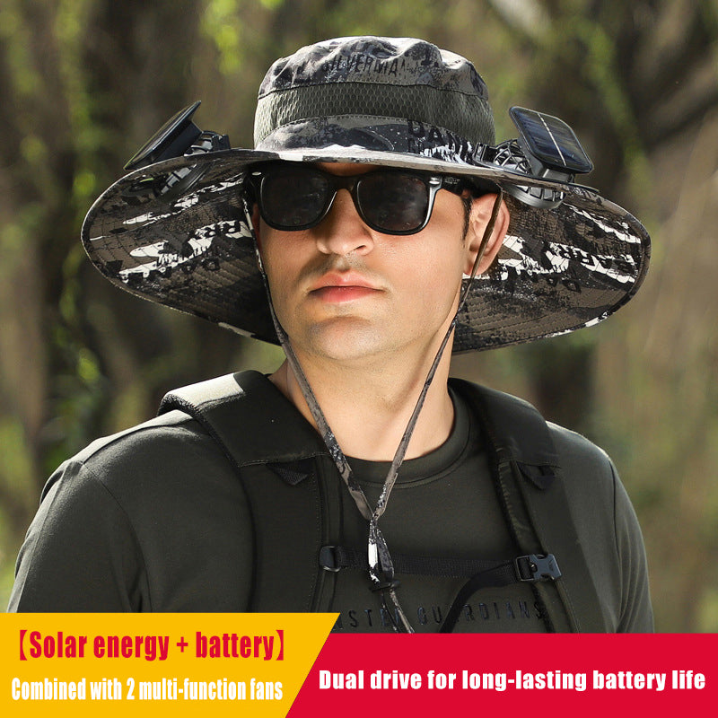 Solar fan cooling sunshade fisherman hat