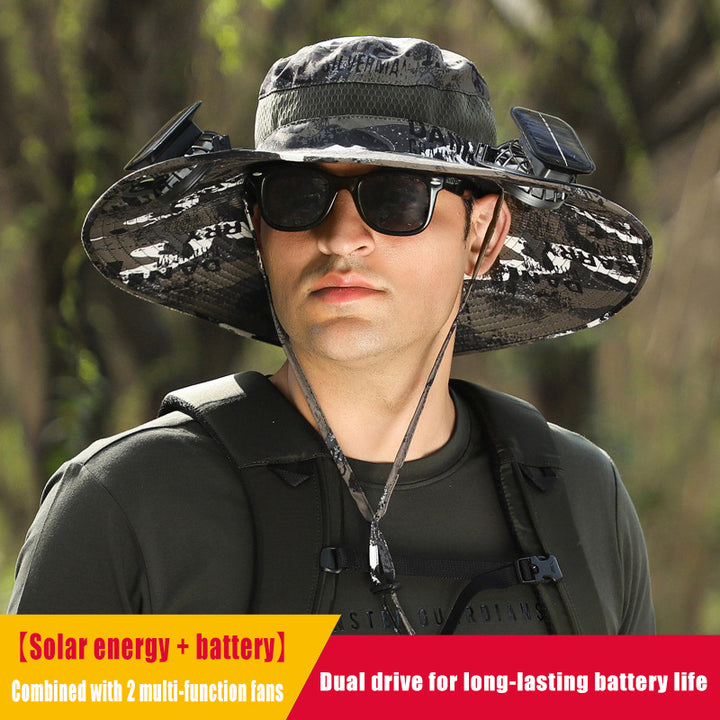 Solar fan cooling sunshade fisherman hat