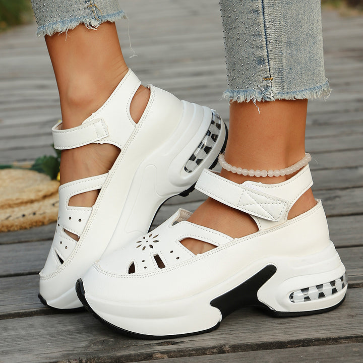 Wedge platform shoes with cutouts