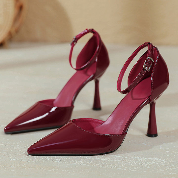 Pointed-toe strappy high heels
