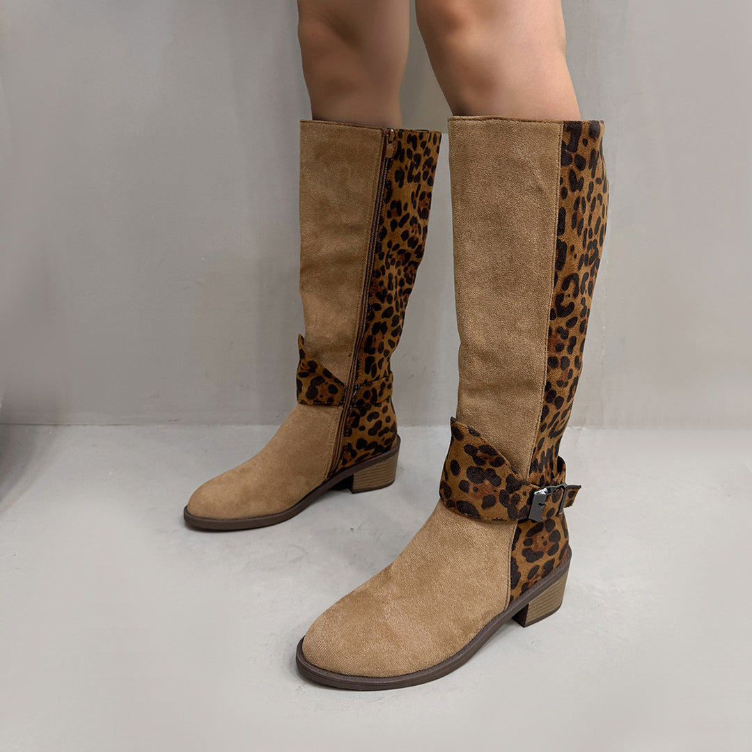 Round-toe high-top color-blocked Martin boots