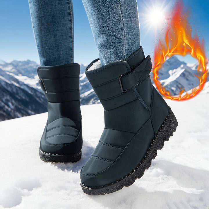 Outdoor plush wide Velcro mid-calf snow boots