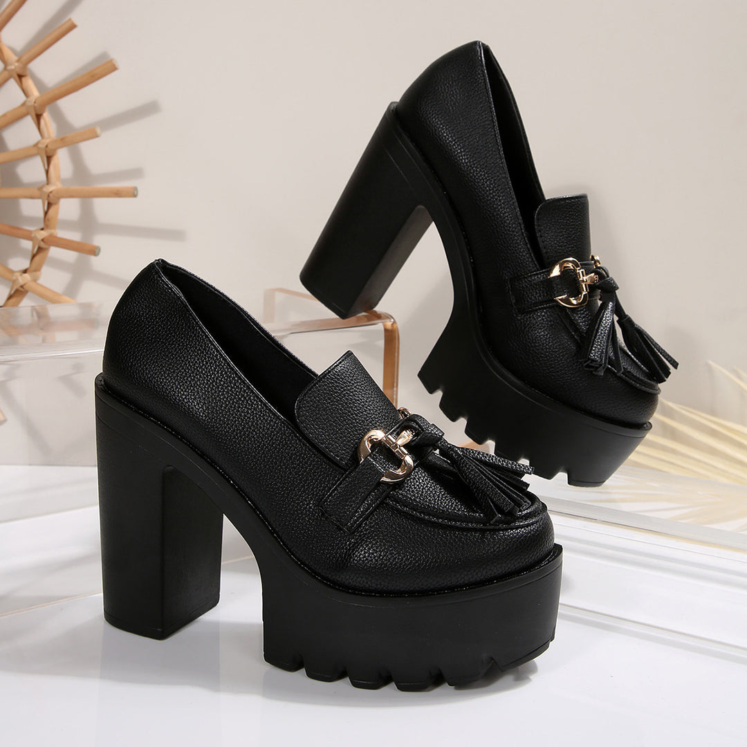 Tassel metal embellished high heels