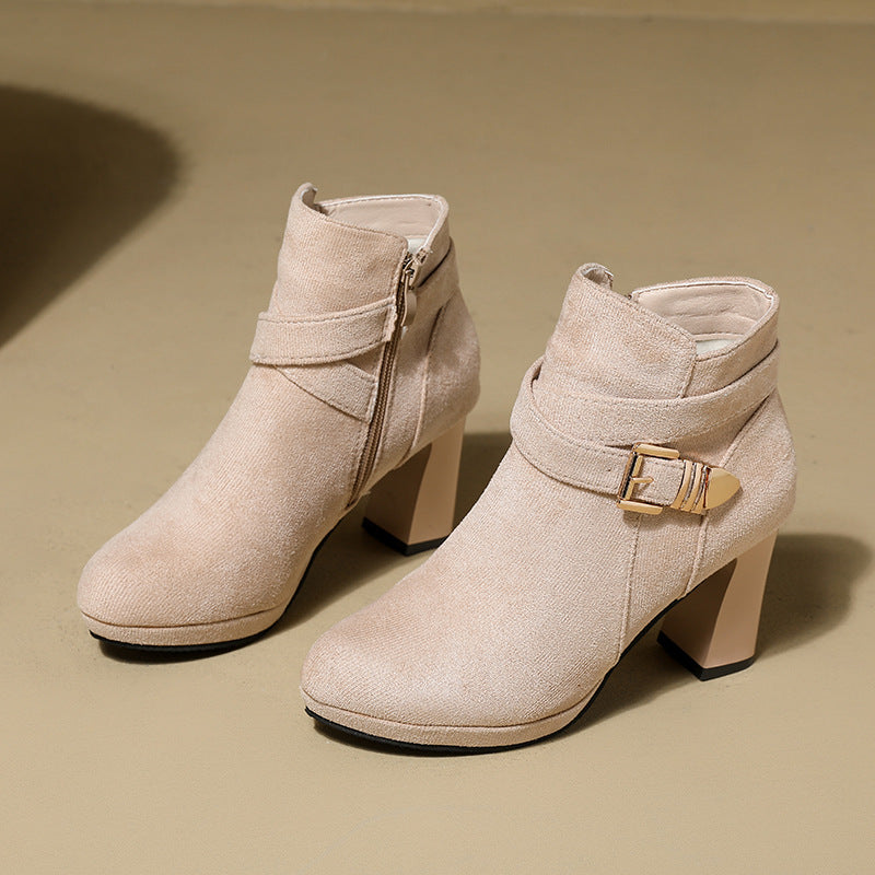 Chunky Heel Round Toe Women&