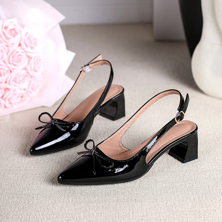 Pointed-toe chunky heel women&