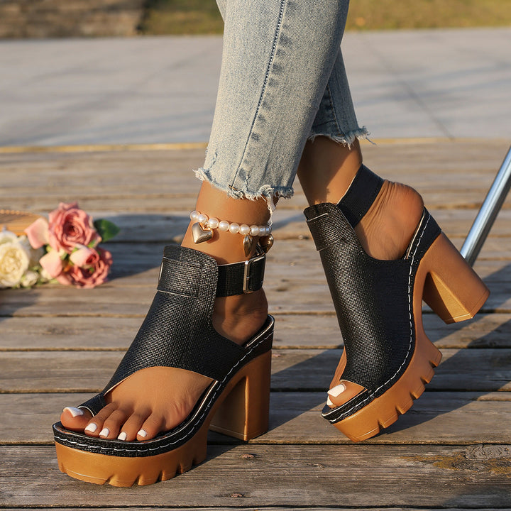 Casual Summer Open-Toe Chunky Heel Shoes