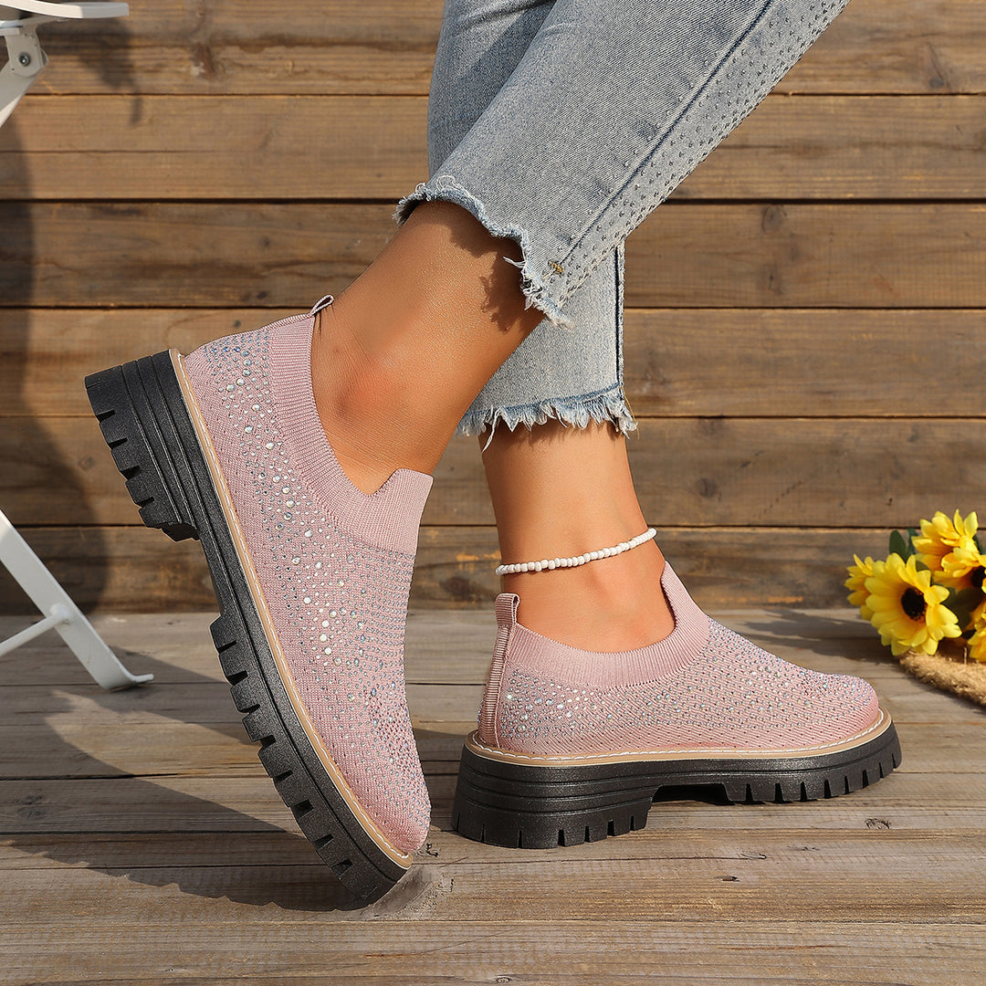 Platform rhinestone loafers