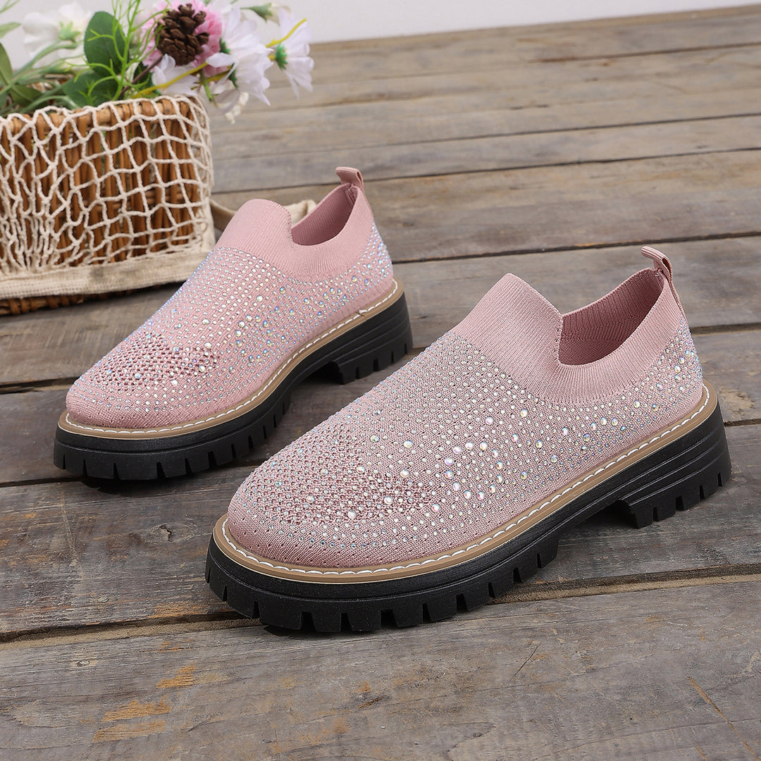 Platform rhinestone loafers
