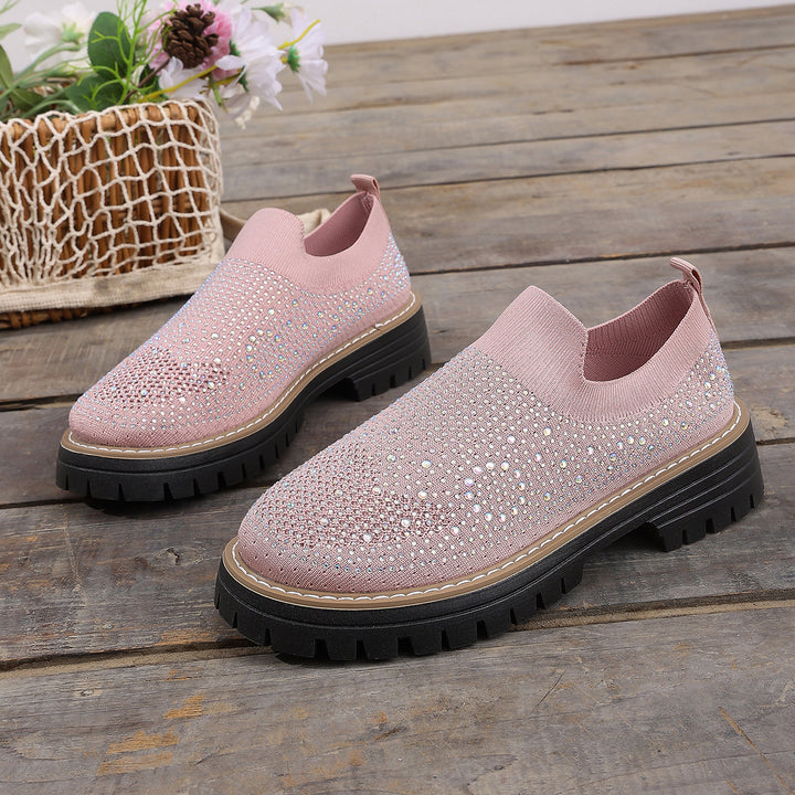 Platform rhinestone loafers