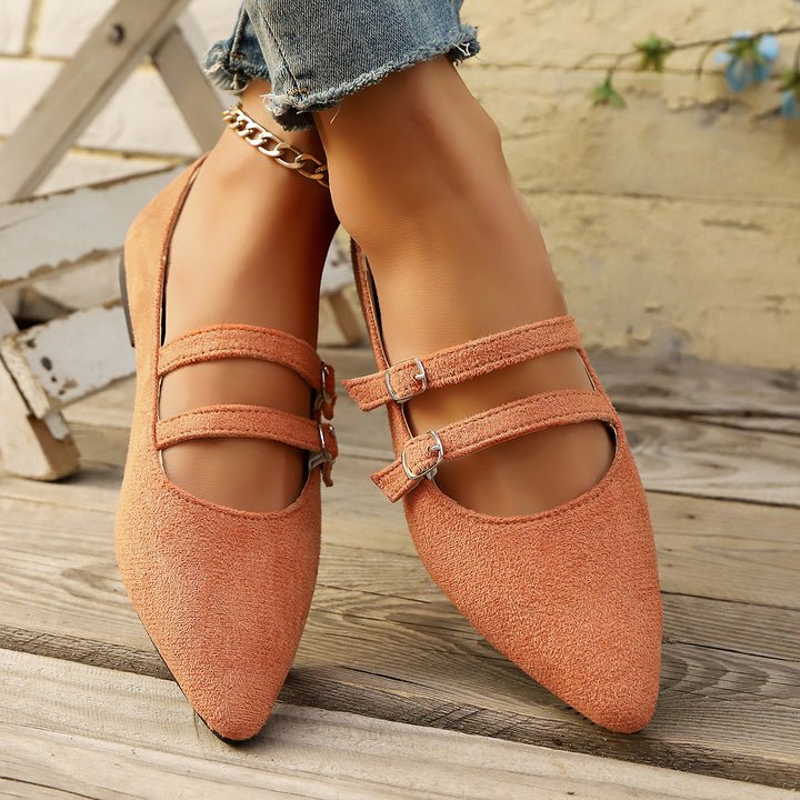 Pointed-toe suede flats