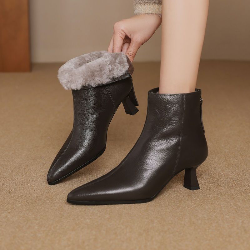 Pointed-Toe Stiletto Heel Fleece-Lined Women&