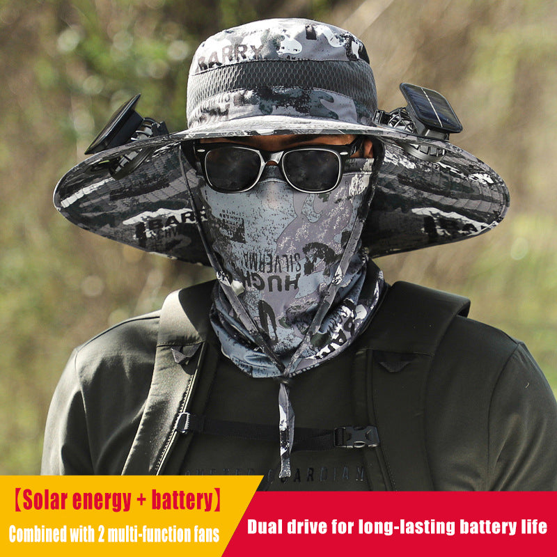 Solar fan cooling sunshade fisherman hat