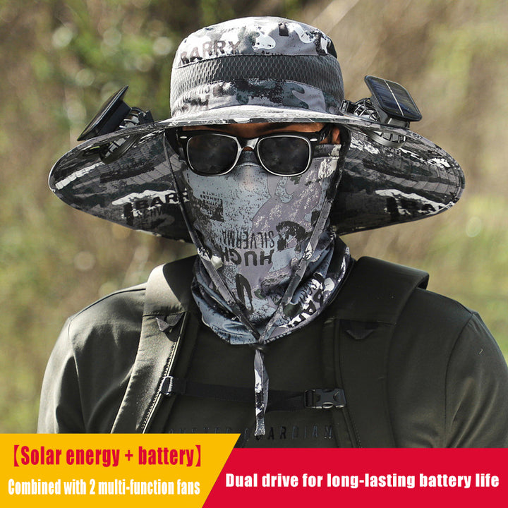 Solar fan cooling sunshade fisherman hat