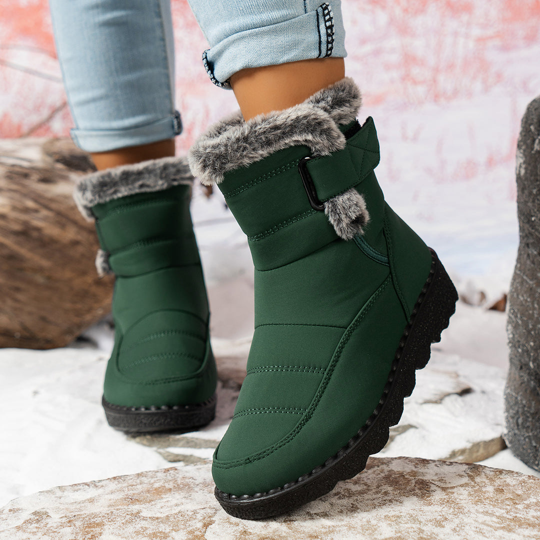 Outdoor plush wide Velcro mid-calf snow boots