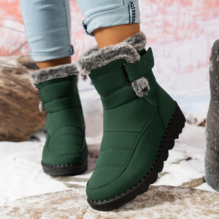 Outdoor plush wide Velcro mid-calf snow boots