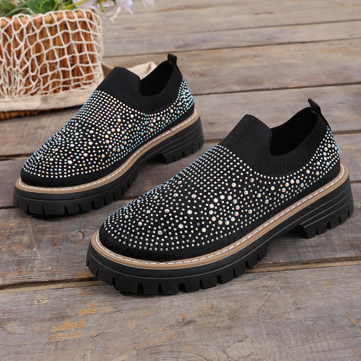 Platform rhinestone loafers