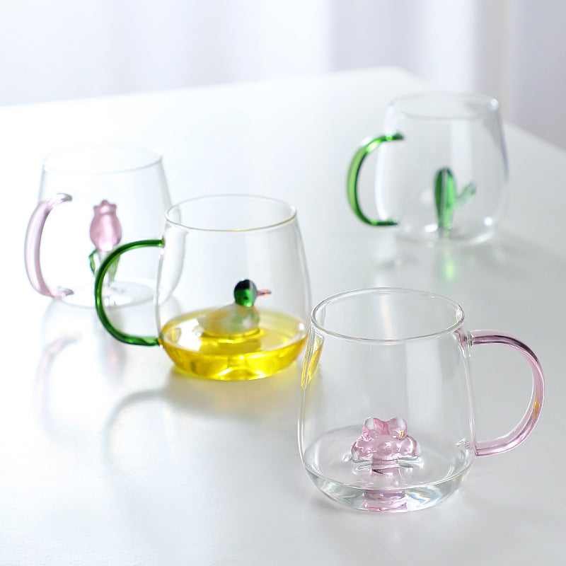 Cartoon animal borosilicate glass cup